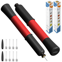 Ball Pump with Needle Storage(Never Lose Pin) Football Pump with 5 Needles and Extendable Cable, Soccer Football, Volleyball Rugby Ball Inflator - Gr