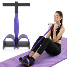 Multifunction Resistance Training 6 Tube Pedal Resistance Band Sit-up Pull Rope Fitness Pedal Exerciser Tension Rope Sport Trainer Equipment for Legs