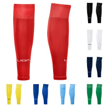 LION SPORTSWEAR Football Sock Sleeves To Accompany Grip Socks Fits Over CalfShin Pads Variety Of Colours To Match Your Team Kit Red
