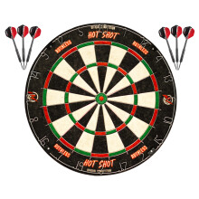 Ruthless Hot Shot Dart Board | Endurance Round Wire Sisal Dartboard Including 2 sets of Steel Tip Darts (DB073)