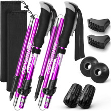 COVACURE Walking Poles - 2 Pack Lightweight Collapsible Walking Sticks for Hiking, Camping & Backpacking- 7075 Aluminum Foam Grip & Padded Strap (Up