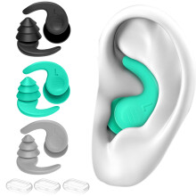 FNGXX Swimming Ear Plugs, 3 Pairs Waterproof Reusable Silicone Swim Earplugs for Swimming Surfing Snorkeling and Other Water Sports (Adults & Teens 1