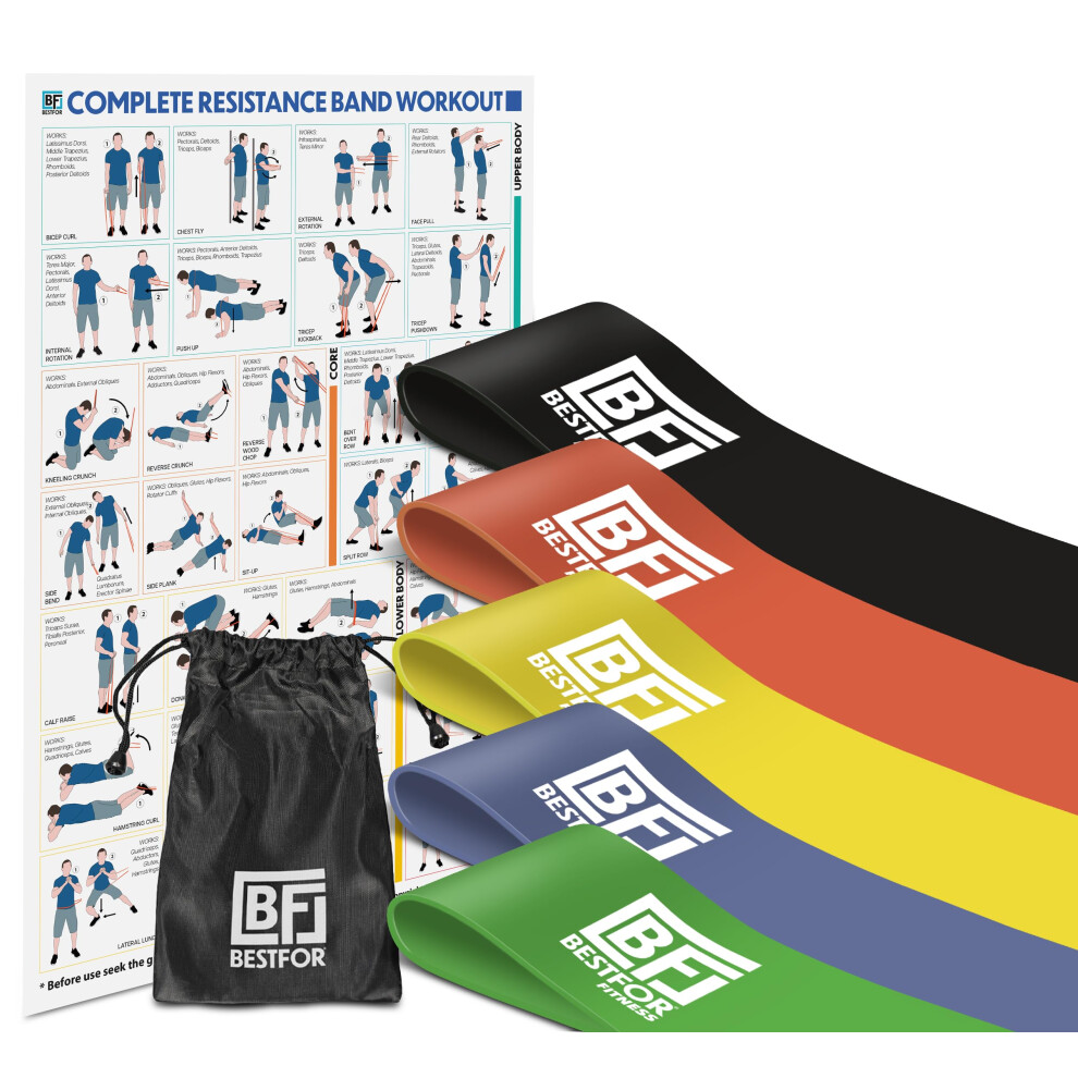 Photos - TRX & CrossFit Bestfor Resistance Bands Set of 5, for Both Men and Women, 5 Resistance Levels for Exercises, Training, Fitness, Strength, W