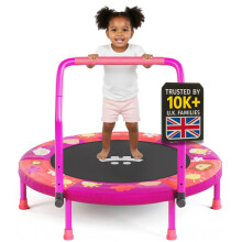 Happin 36" Mini Foldable Toddler Trampoline, Indoor Trampoline Kids with Height-Adjustable Handle, Noise-Free. Indoor & Outdoor with Super Safety Pad