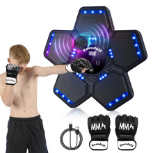 Zosudull Music Boxing Machine with Boxing Gloves, Smart Musical Boxing Machine with LED Light, Bluetooth Boxing Equipment for Kids/Adults,Wall Mounte