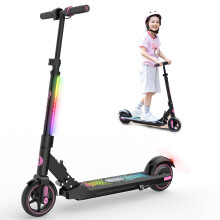 EVERCROSS EV06C Electric Scooter, 6.5'' Foldable Electric Scooters for Kids Ages 6-12, Up to 15 KM/H & 8 KM, LED Display, Colorful LED Lights, Lightw