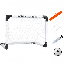 KiBiGOAL Toddler Football Goal Set, Toddlers Ball 13cm + Mini Portable Foldable Goal 23.62in x 17.72in White Set, Toddler Goal for Indoor + Outdoor +