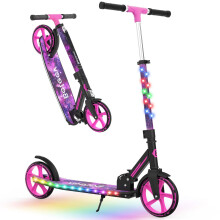 BELEEV V9 Scooters for Kids Ages 6+ with Light-Up Stem & Deck, 2 Wheel Scooter for Adults Teens, Big Wheel Scooter for Boys and Girls, 4 Adjustable H