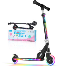 BELEEV V2 Scooters for Kids with Light-Up Wheels & Stem & Deck, 2 Wheel Folding Scooter for Girls Boys, 3 Adjustable Height, Non-Slip Pattern Deck, K