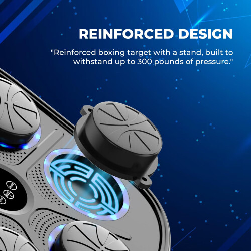Active 100 Music Boxing Machine with Cool Lights, Bluetooth Connection, USB Charging, Wall-Mounted Boxing Machine with Boxing Pads for Safe Exercise, 1