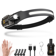 Head Torch Rechargeable,2000 Lumens Super Bright 230 Wide Beam Adjustable Focus Headtorch With Motion Sensor,9 Modes With UV Light,Detachable Magnet