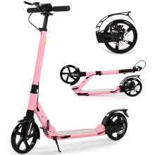 Foldable Kick Scooter for Kids Ages 8-12, 200mm Big Wheels Scooter for Adults with Disc Brakes, Adult Scooters with Carry Strap and Height Adjustable