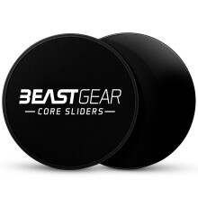 Core Sliders by Beast Gear - Double Sided Gliding Abdominal Exercise Discs for Carpet and Hard Floors (Black)