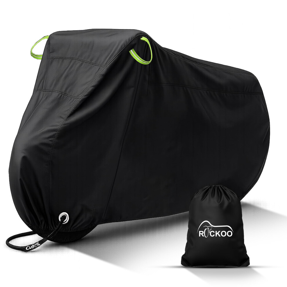 Rockoo Bike Cover For Outdoor Storage For 2 Bikes Heavy Duty 190T Nylon Wat