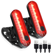 Defurhome LED Rear Bike Tail Light 2 Pack, Ultra Bright USB Rechargeable Bicycle Taillights, Waterproof Bike Back Light for Cycling Helmet Safety War