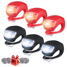 Bestlsy Set of 6 Bike Lights Front and Back, LED Clip-On Silicon Bicycle Lights with Waterproof Silicone Housing, Multi-purpose Water Resistant Headl