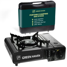 GREEN HAVEN Portable Camping Stove with Cary Case - Premium Camping Gas Stove, EN417 Compliant, Portable Gas Stove with Automatic Ignition & Heat Con