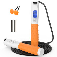 Te-Rich Skipping Rope Adult Fitness, Digital Speed Jump Rope with Counter [Ropeless for Indoor Use] for Women Men and Kids, Weighted Handles, Adjusta