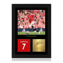 Win FC Cristiano Ronaldo Signed A4 Framed Photo Display  Reproduced Digital