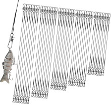 Realure 50 Pcs Stainless Steel Wire Traces Pike Fishing, 5 Size 10cm 15cm 20cm 25cm 30cm Anti-Bite Fishing Leaders with Swivels Snap, Fish Line Fishi