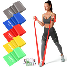 Resistance Bands Set, 1.5M/4.9ft Exercise Bands with 5 Resistance Levels, Long Stretch Bands for Men & Women, Workout Resistance Bands for Yoga Gym P