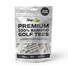 Golf One8 Golf Tees , 2 3/4" Inch - 70mm ,100 Tees , Premium 100% Bambo Golf Tees , 100% Bamboo , 100% Sustainable , 100% Biodegradable