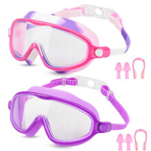 Moseem Kids Swimming Goggles, Swimming Goggles for Children and Early Teens 3-15 Years, 2-Packs Boys Girls Swim Goggles Kids, Anti-Fog Anti-UV,Clear