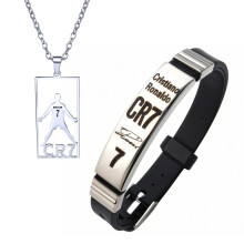 BENIFILE CR7 Football Star Bracelet Pendant Necklace Set Adjustable Stainle