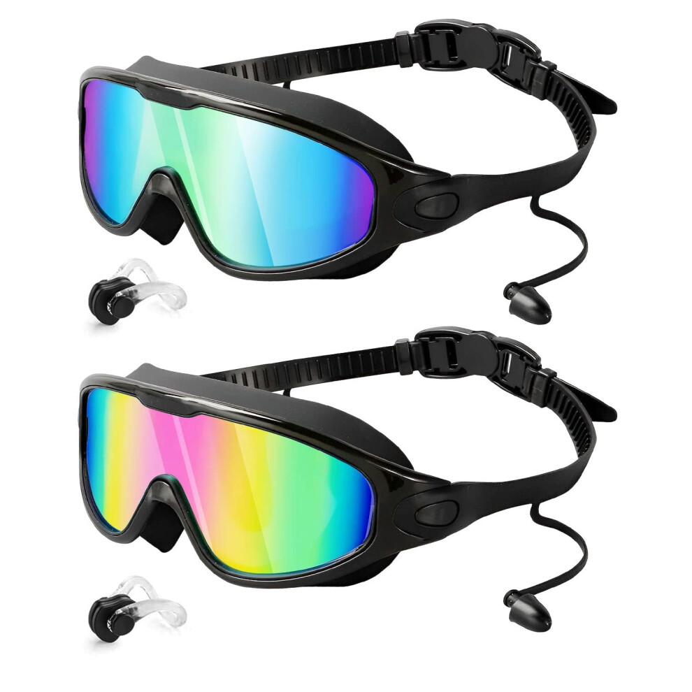 Photos - Swim Goggles Lorrtta Wide Vision Swimming Goggles 2 Pack, Wide View Anti Fog & UV Protection Goggles Swimming Clear Vision Goggles Adult