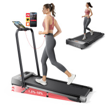 Walking Pad with 10% Incline and handle bar, 2 in 1 Treadmills for Home Foldable,Portable Under Desk Treadmill,Dual LED Display, APP & Remote, 135kg