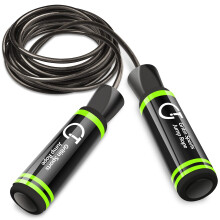 Gritin Skipping Rope, Speed Jump Rope Soft Memory Foam Handle Tangle-free Adjustable Cord&Rapid Ball Bearings Fitness Workouts Fat Burning Exercises