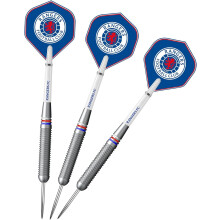 FOCO Officially Licensed Glasgow Rangers Football Club Steel Tip Brass Darts Set, Crest, Blue, 22g.