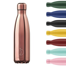 Chilly's Water Bottle | Stainless Steel and Reusable | Leak Proof, Sweat | Chrome Rose Gold | 750ml