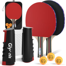 Glymnis Table Tennis Set Portable Ping Pong Set with Retractable table Net, Table Tennis Bats, 3-Star Ping Pong Balls & Storage Bag, Premium All-in-O