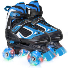 Kids Roller Skates for Boys - Blue for Big Kids Age 7 8 9 10 - Adjustable All Light up Wheels Indoor Outdoor Sports Birthday Gift for Son and Grandso