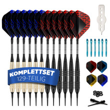 DartPro Soft Tip Darts Set 129Piece – Professional Set with 12 Darts Anodized Aluminum Shafts 62 Extra Tips 25 Flights Tool for Electronic Dartboar