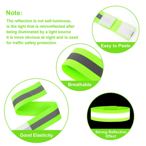 URAQT 4 PCS High Visibility Armbands Double Reflective Wrist Strap Running 2