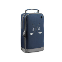 The T-Shirt Barnicle Personalised Golf Shoe Bag Embroidered with Cross Golf Club Design, Navy Blue