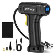 Petrinda Cordless Tyre Inflator Air Compressor, Portable Handheld Rechargeable Battery Tyre Pump with Digital Pressure Gauge, Electric Tyre Inflator