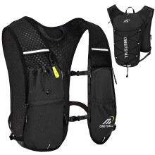 ONETOALL Running Vest Women 6L, Reflective Hydration Backpack Mens, Lightweight 150g for Trailrunning Hiking Marathon, Black Single Pack