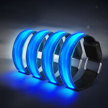 Tabiger LED Armbands, 4-Pack Glow Bracelet Safety Wristband Ankle Reflective Strips with Flashing Lights for Night Sports Running Cycling (Blue)