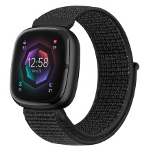 Runostrich Nylon Loop Straps Compatible with Fitbit Versa 4/Sense 2/Versa 3/Sense, Soft Breathable Sport Adjustable Replacement Band Women Man Wristb