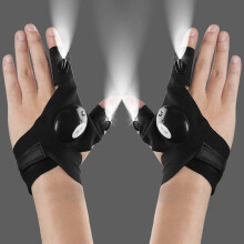 Bestlsy 2 LED Flashlight Gloves Outdoor,Work Gloves with Light for Darkness Places, Fishing, Camping and Hiking & Tools Gifts for Handymen Men Women