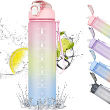 CodiCile 1L Water Bottle, Sports Water Bottle with Straw and Time Markings,Motivational Leakproof 1 litre W ater B ottle with BPA Free Lid for Sports