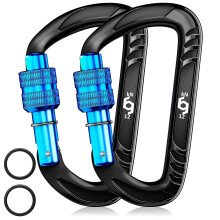 Rhino Produxs 12kN Heavy Duty Lightweight Carabiner Clips with keyrings - Excellent for Securing Pets, Outdoor, Camping, Hiking, Hammock, Dog Leash H