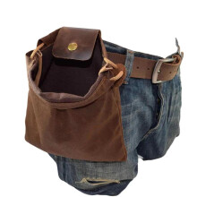 ASENIE Foraging Bag Waxed Canvas Collapsible Outdoor Camping Foraging Pouch Mushroom Storage Water Resistant Leather Bushcraft Belt Tinder Dump Pouch