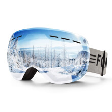 FONHCOO Ski Goggles for Men Women, Anti-Fog OTG Snowboard Glasses Detachable Lens Silver