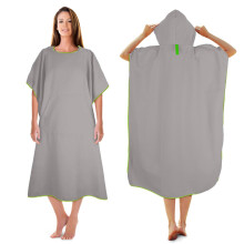 KUOGAS Changing Robe Towel Poncho with Hood for Surfing Swimming Wetsuit Changing,Compact & Light Weight(Dark Blue, M) (Light Grey, 01-Medium)