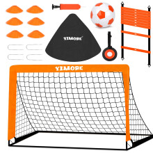 Football Goal Set with Football Training Equipment for Kids, Foldable Football Net with Speed Agility Ladder Disc Cones, Indoor Outdoor Garden Toy Gi