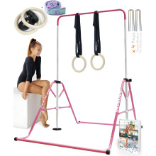 YOUTIFUN Gymnastics Bar, Kids Gym Equipment 5 Level Height Adjustable Pull Up Horizontal Gymnastic Bar, Gymnastics Equipment for Home for Girls & Boy